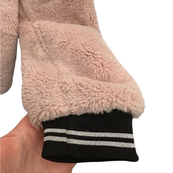 Girls Hannah Banana pink with pearl and crystal faux fur size 14 bomber jacket. - Picture 4 of 6